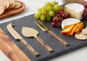 Gold <b>Cheese</b> <b>Knife</b> <b>Set</b> With Hammered Textured Handles Durable Metal Tools For Serving Use Kitchenware And Cutting <b>Cheese</b> - Product Image 6