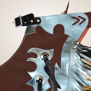 Guêtres anglaises en cuir véritable pour hommes, marron, avec boucle à motif flamme argentée, coupe athlétique, pour l'équitation et la compétition - Product Image 4