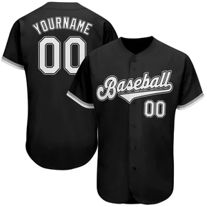 Maillots de baseball noirs personnalisés pour hommes, broderie sur mesure, design vierge, impression par sublimation sur maille, uniformes d'équipes 2026 - Product Image 3