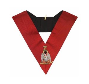 Collar de Rito Escocés de 18 Grados de Alta Calidad con Cinta Roja y Bordado Dorado, Directo de Fábrica, Collar Ceremonial con Bordado Personalizado - Product Image 1