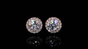 Boucles d'oreilles clous halo en diamant taille ronde en or |   Boucles d'oreilles solitaires en diamant de culture |   Fournisseur OEM ODM - Product Image 4