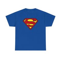 T-shirt à manches courtes pour homme avec logo Superman, coupe classique, jersey de coton, col rond, style décontracté, imprimé sur le devant, design de personnage