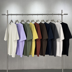 เสื้อยืดทรงบ็อกซี่ฟิตแบบเรกูลาร์ฟิต น้ำหนัก 220 กรัม ผ้าคอตตอน 100% สำหรับผู้ชาย แบบเรียบ ไหล่ตก สไตล์ลำลอง - Product Image 2