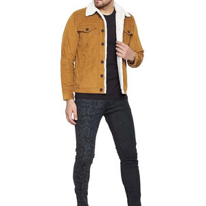 Chaqueta de Mezclilla para Hombre, Forrada con Pelo Sintético, Cierre de Botones, Estilo Casual, Otoñal, Color Sólido, Corte Regular - Product Image 6