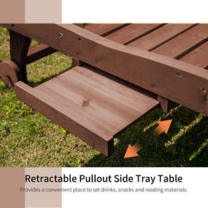 Sdraio da Piscina in Legno con Schienale Regolabile a 3 Livelli, Tavolino Integrato e Ruote, Lettino Prendisole da Esterno - Product Image 4