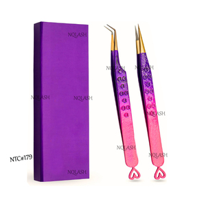 Pinzas de Extensión de Pestañas de Precisión Antiestáticas de Acero Inoxidable con Punta Puntiaguda de 45/75/90 Grados y Logotipo Personalizado Pink Heart - Product Image 1