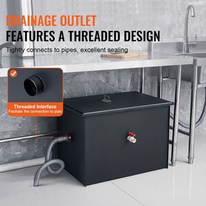 Trampa de Grasa Comercial de Acero al Carbono de 50 LBS, 19.3 GPM, Interceptor de Residuos con Entrada Lateral para Fregadero, 50 LBS de Grasa - Product Image 4