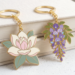 Personalized Floral Design Enamel <b>Keyrings</b>, Marktex - Product Image 3