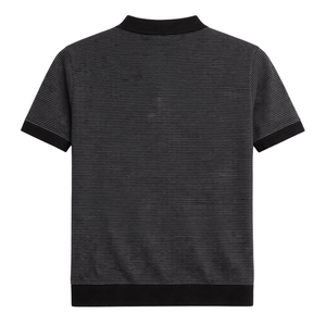 Polo de punto a rayas Joseph para hombre, manga corta, cuello con cremallera, algodón premium texturizado, corte ajustado, informal, elegante, para verano, venta al por mayor - Product Image 3