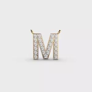 Magnifique pendentif en diamant de laboratoire en forme de 'M', plaqué platine, taille brillant, style hip-hop, breloques de bijoux en forme de lettre, classique, unisexe - Product Image 3