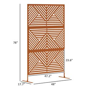 Paravent d'extérieur en métal avec support, facile à assembler, treillis décoratif pour plantes grimpantes, losanges marron - Product Image 3
