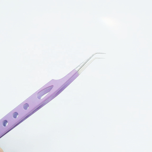 Pince à cils à pointe en fibre rose pâle avec pointe noire, personnalisable, en acier inoxydable japonais, pour extensions de cils - Product Image 2