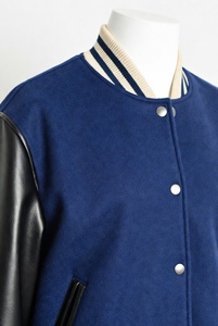 Private Label Custom Embroidered Wool Leather Varsity Jacket Dark Green Body Brown Sleeves Retro Letterman Style Unisex - Product Image 3