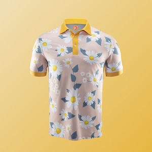 Polo Blanco Personalizado con Estampado Completo para Hombre – Polo de Golf de Manga Corta con Diseño de Hojas Rojas – Ropa Casual Transpirable de Poliéster OEM - Product Image 3