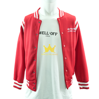 Veste de baseball décontractée à rayures rouges et blanches avec boutons-pression, style universitaire