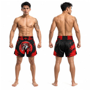 New Style Custom Made Solid Color <b>Polyester</b> Oxford Knitted Casual Muay Thai MMA <b>Boxer</b> Shorts Breathable Elastic Waist Waterproof - Product Image 2