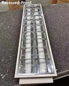 Recessed Ceiling Mounted LED <strong>Grille</strong> Lamps Panel for <strong>T8</strong> Tube <strong>Lights</strong> Industrial Commercial 2*40W <strong>T8</strong> Tube LED <strong>Grille</strong> Lamp Panel - Product Image 2