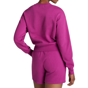 Ensemble décontracté deux pièces pour femme : sweat-shirt oversize et short rose fuchsia avec logo personnalisé, en molleton de coton à col ras du cou - Product Image 4