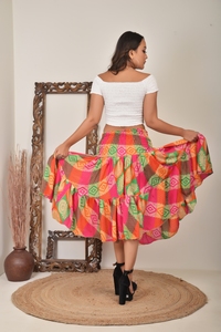 Stylish Recycled Silk Flared <b>Long</b> <b>Skirt</b> Comfortable & Anti Wrinkle Knee Length Women <b>Skirt</b> for Causal Wear Bulk Export - Product Image 2