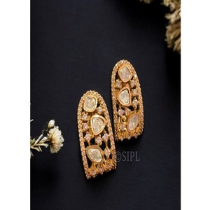 Encantadores Pendientes de Botón de Moissanita con Aspecto de Piedra, Chapados en Oro de Latón de Primera Calidad, para Mujeres y Niñas, para Usar en Bodas - Product Image 2