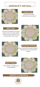 Servilleta de lino para cóctel con bordado de hojas verdes, formas orgánicas suaves que aportan un toque botánico fresco a la mesa. - Product Image 2