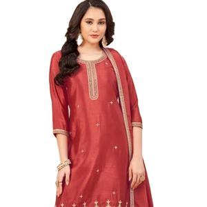 Latest Vintage Heavy Chinon Embroidered <b>Kurti</b> Collection with Sequenced Work - Product Image 2