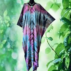 Vestido caftán de rayón Shibori Tie Dye, vestido maxi bohemio, ropa cómoda para estar en el resort, corte holgado, atuendo de verano para mujer - Product Image 4