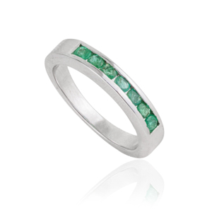Best Selling Trendy 925 Sterling <b>Silver</b> Round Cut Natural <b>Emerald</b> Gemstone Half Eternity Band <b>Ring</b> For Women's - Product Image 3