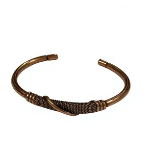 Bracelet magnétique en cuivre pur Antique Creation Love, bijou de soulagement de la santé, motif géométrique sculpté en ligne de diamants - Product Image 6