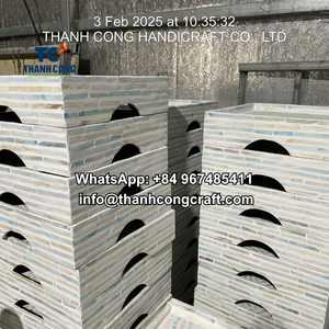 Lujosa bandeja ecológica de nácar con asas hecha a mano en Vietnam, apta para alimentos para uso doméstico y en restaurantes - Product Image 3