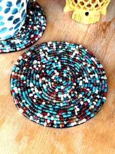 Luxury Designer Handmade Boho Style Glass Beaded <b>Coasters</b> Set Durable <b>Table</b> Decor Accessories for Coffee Tea Cups Home Decor - Product Image 6