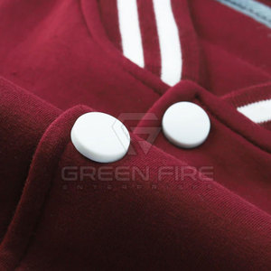 New Design Stand Collar Letterman Winter Jacket for Men Long Sleeves <b>Covered</b> <b>Button</b> Front Logo Windproof & Breathable - Product Image 4
