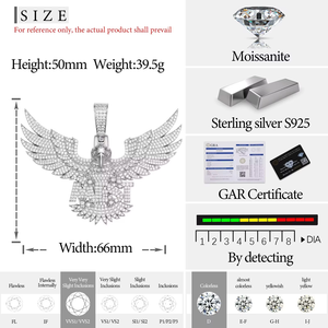 จี้รูปทรงสี่เหลี่ยมประดับเพชรซิคอนขนาดใหญ่สไตล์พังก์ สีทอง/สีเงิน - Product Image 4