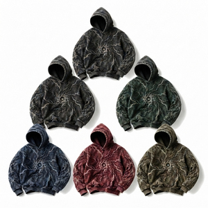 Sweat à capuche en molleton épais personnalisé avec motif en relief style streetwear, sweat à capuche oversize en molleton bouclette personnalisé avec motif en relief, épais - Product Image 3