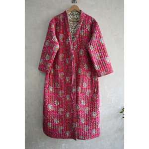 Chaqueta Acolchada de Algodón Hecha a Mano, Estilo Boho, Reversible, Abrigo Largo para Mujer, Bata Kantha, Ropa Étnica - Product Image 2