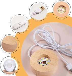 ของขวัญศิลปะคุณภาพสูง ลูกบอลคริสตัลดาวเสาร์ 3 มิติ พร้อมไฟ LED โคมไฟตั้งโต๊ะแก้วและฐานไม้ สำหรับห้องนอนเด็ก - Product Image 4