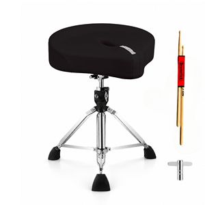 Sgabello per Batteria in Alluminio Imbottito, Girevole Ergonomico Regolabile da 4 Pollici, Nero - Product Image 1