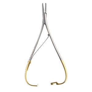 Portaagujas Mathieu de Acero Inoxidable, Manual, T.C. Dorado, 200 mm, 20-422-200, Instrumento Quirúrgico Reutilizable de Precisión para Sutura, Hermann - Product Image 1