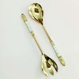 Antique Stainless Steel Portugal Design Salad Server Antique Swirl Silverware Kitchenware Spoon & Fruit Fork Salad Server Set - Product Image 2