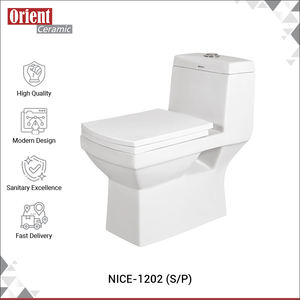 WC monobloc en céramique blanc de luxe, de qualité supérieure, largement utilisé pour les salles de bain, à poser au sol - Product Image 2