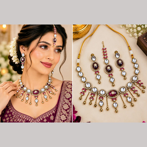 Ensemble collier et boucles d'oreilles pour femme JeweleMarket, plaqué or, avec cristaux et strass, style ethnique, pour mariage, fiançailles, anniversaire, fête, cadeau - Product Image 4
