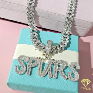 Collier personnalisé avec pendentif Spurs, diamant moissanite, style Cuban Link, bijoux hip hop pour hommes et femmes - Product Image 4