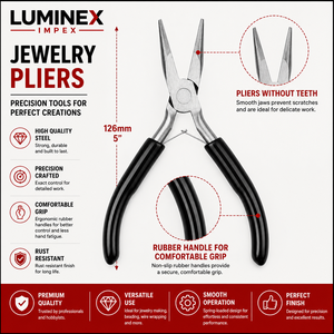 LUMINEX IMPEX <b>Long</b> <b>Nose</b> Stainless Steel Lightweight Jewelry Making & Polishing Pliers with Smooth Work - Product Image 1