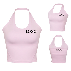 Women's Lightweight Breathable Skin Friendly Hanging Neck Yoga <b>Top</b> <b>Built</b>-<b>In</b> <b>Bra</b> Fitness Tank Gym Workout Athletic Wear - Product Image 4