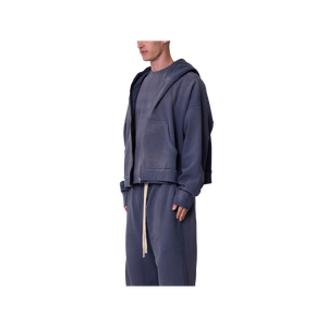 Men's Oversized Crew Neck Solid <b>Navy</b> Blue Polyester/Cotton French Terry Breathable Casual Winter Wear <b>Sweatshirt</b> Pocket Design - Product Image 2