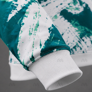Sudadera con Capucha para Hombre, Verde y Blanca, Estampado Abstracto, Corte Regular, Informal, Otoñal, Tejida en Poliéster, Transpirable, con Bolsillos - Product Image 4