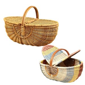 Customizable Natural RATTAN HARVEST <b>BASKET</b> PICNIC <b>BASKET</b> for Farmers Market, Harvest and Home Storage - Product Image 1