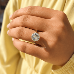 Bague de fiançailles vintage solitaire en or 14K 18K avec diamant de laboratoire de 3 carats, taille ancienne européenne, certifiée IGI, pour femme - Product Image 5