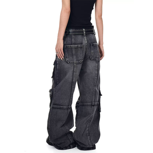 Jeans de Mezclilla Sólidos, Rectos, Oscuros, Casuales y Transpirables para Hombre, Venta al Por Mayor Directa de Fábrica, con Bordado, para Verano, Otoño e Invierno - Product Image 4