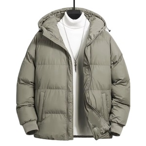 Men's Winter Sports Standard Jacket Fashionable Casual Stand Zipper Front Hooded Cotton Solid Color Cold Resistant Windproof - Product Image 3